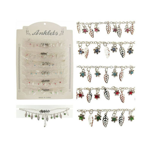 Anklets w/Leaf and Flower Charms Case Pack 60