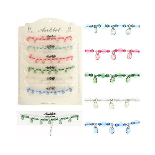 Silvertone Anklet- Assorted Colors Case Pack 60