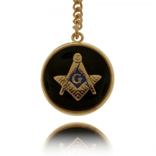 Ebony Masonic Tie Tack in Gold Tone with Signet - Gents