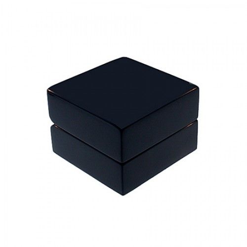 Earring Box Wood W/ White Leatherette - Blue Lacquer