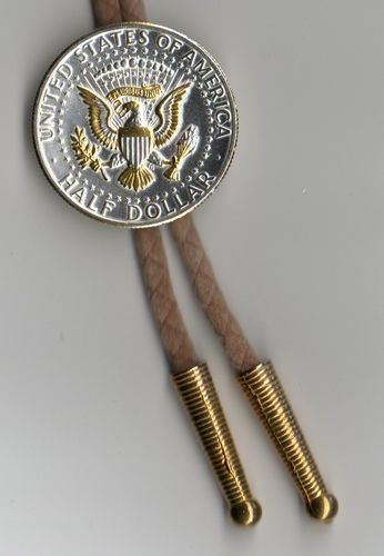 2-Toned Gold & Silver Kennedy  half dollar (Eagle) coin - Bolo Ties