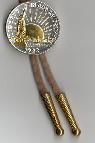 2-Toned Gold & Silver Statue of Liberty half dollar - Bolo tie