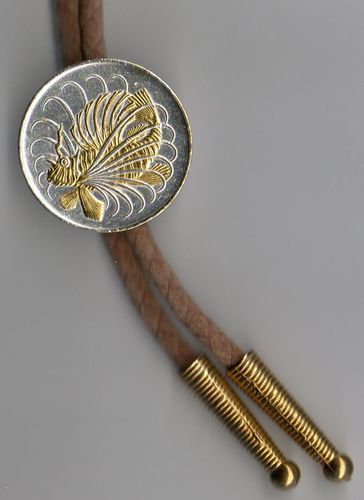 Gorgeous 2-Toned  Gold & Silver Singapore Lionfish Coin - Bolo tie