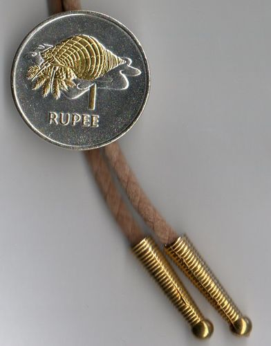 Gorgeous 2-Toned  Gold & Silver Seychelles- Conch   Coin - Bolo tie