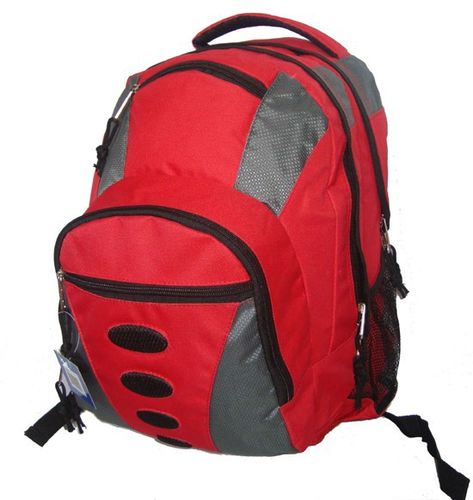 600D Polyester Backpack 16.5""x11.5""x6.5"",Red/Gray Case Pack 24