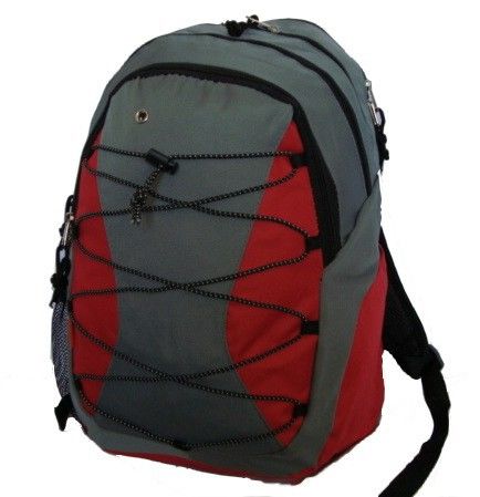 Backpack Mw/3 compartment & 1 CD pouch 18.5x12x9,Grey/Red. Case Pack 24