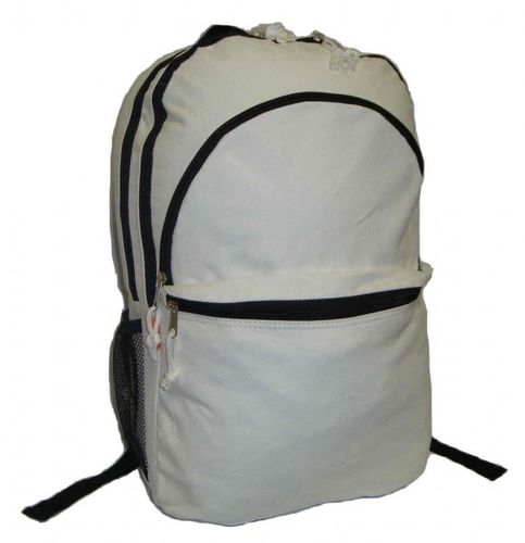 Canvas Backpack, 18"" x 12.5"" x 5.5"", White. Case Pack 24