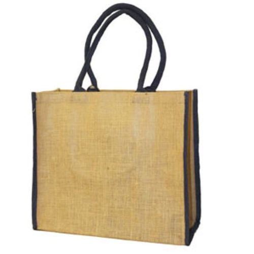 Two-Tone Jute/ Burlap Bags - Natural w/ Navy Case Pack 12