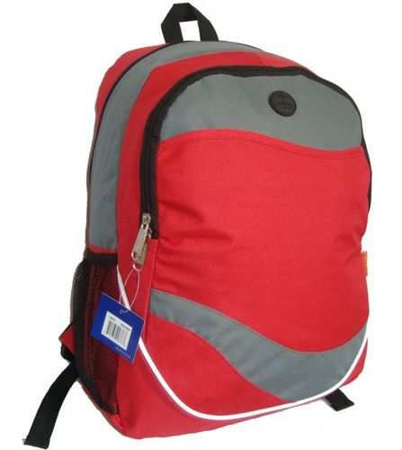 600D Poly Backpack, 17.5""x12""x6"", Red/Grey. Case Pack 30