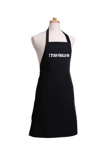 Flirty Aprons Men's Apron ""I Turn Grills On"" (black)