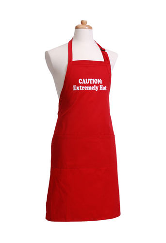 Flirty Aprons Men's Apron ""Caution Extremely Hot"" (red)