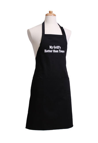 Flirty Aprons Men's Apron ""My Grill's Hotter than Yours"" (black)