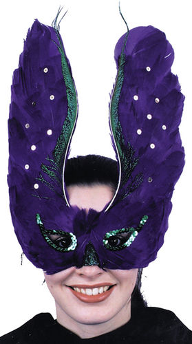 Mask Feather Purple With Sequin Case Pack 2