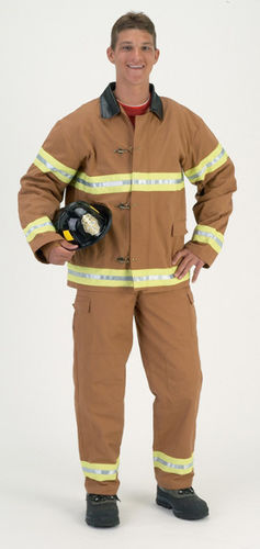 Men's Costume: Fire Fighter,Tan w/Helmet- Large