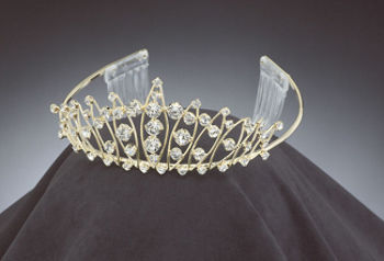 Tiara 2"" Rhinestone Gold