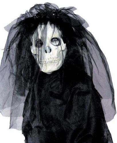 Skull Bride Mask With Hair