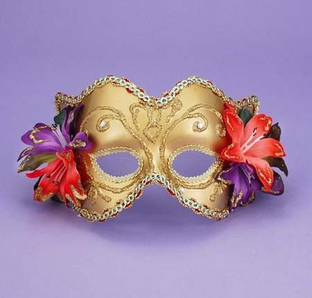 Venetian Mask Gold/Gold W/Flowers