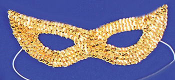 Cat Mask Sequin Gold Case Pack 2