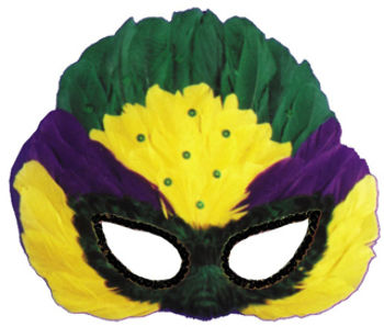 Mask Mardi Gras Sequin Feather