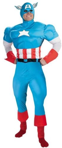 Capt America Deluxe Muscle Adult Medium