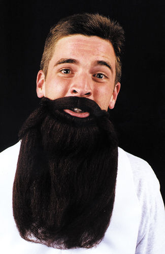 Costume Facial Hair: Black Mustache and Beard 14"" Case Pack 2