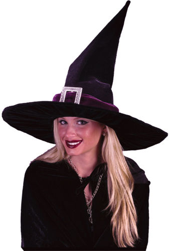 Witch Hat Black Pleated Velour