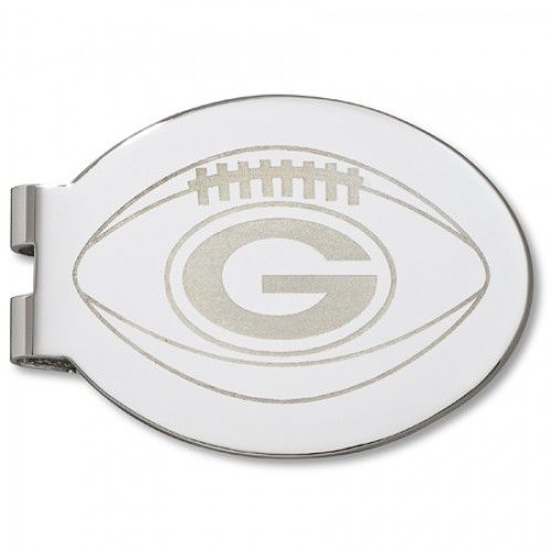 Green Bay Packers Laser-Etched Money Clip - Football Shape