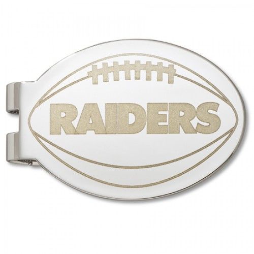 Oakland Raiders Laser-Etched Money Clip - Football Shape