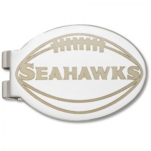 Seattle Seahawks Laser-Etched Money Clip - Football Shape