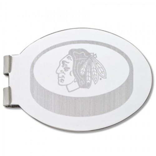 Chicago Blackhawks Laser-Etched Money Clip - Hockey Puck Shape