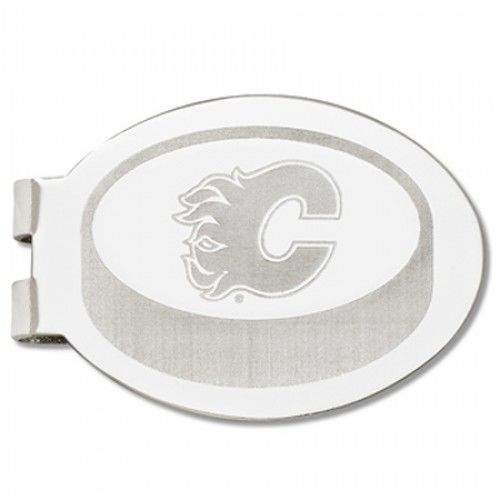 Calgary Flames Laser-Etched Money Clip - Hockey Puck Shape