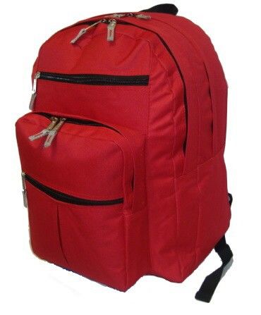 600D Polyester Multi pockets Backpack, 18x13x8.5"", Red. Case Pack 24