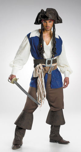 Men's Costume: Captain Jack Sparrow Deluxe- Standard