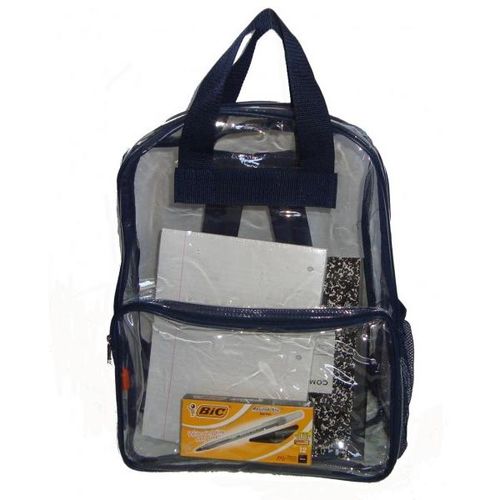 17"" Clear Backpack with Navy Trim-Case Pack 40 Backpacks Case Pack 40