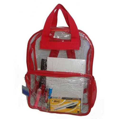 17"" Clear Backpack with Red Trim-Case Pack 40 Backpacks Case Pack 40