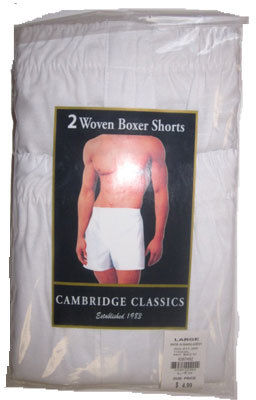 Classics Woven Mens White Boxers Case Pack 36