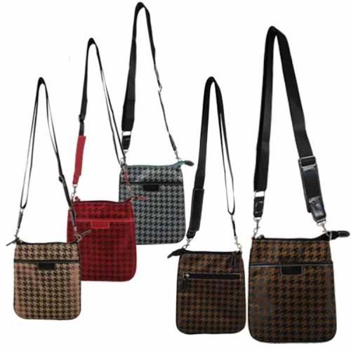 Womans Cross Body Houndstooth Print Bag Case Pack 24