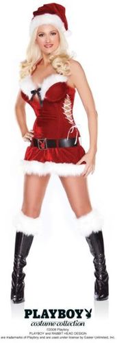 Women's Sexy Christmas Costume: Playboy Mrs. Claus- Large