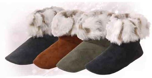 Ladies Slippers Faux Fur Trim Boot Case Pack 30