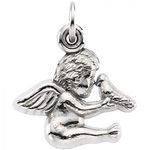 14k White Gold Angel with Holy Spirit Medal - 14mm