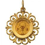 14k Yellow Gold Holy Communion Medal - 20.00 X 18.50 Mm