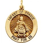 14k Yellow Gold Infant of Prague Medal - 15.00 Mm New