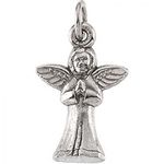 New 14k White Gold Praying Angel Pendant - 17mm