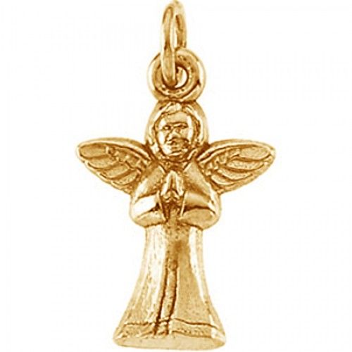 New 14k Yellow Gold Praying Angel Pendant - 17mm