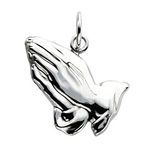 New 14k White Gold Praying Hands Pendant - 13mm