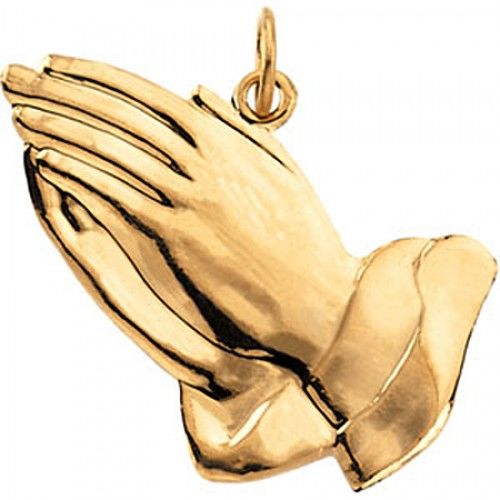 New 14k Yellow Gold Praying Hands Pendant - 17mm