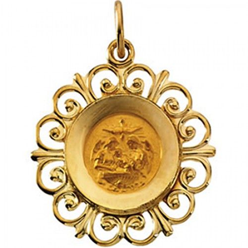 New 14k Yellow Gold Baptism Pendant - 22mm