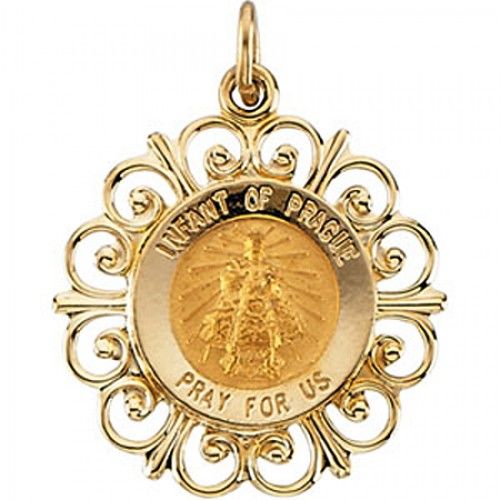 New 14k Yellow Gold Infant of Prague Pendant - 22mm