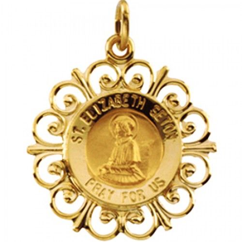 Unisex Mother Seton Pendant 14k Yellow Gold Medal New