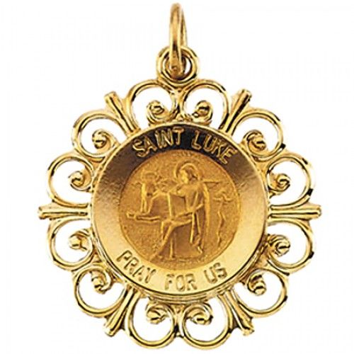 14k Yellow Gold St. Luke Pendant Medal 18.5mm